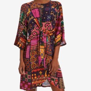 DESIGUAL | NWT Giulia Print Keyhole Flutter Dress - Size 2